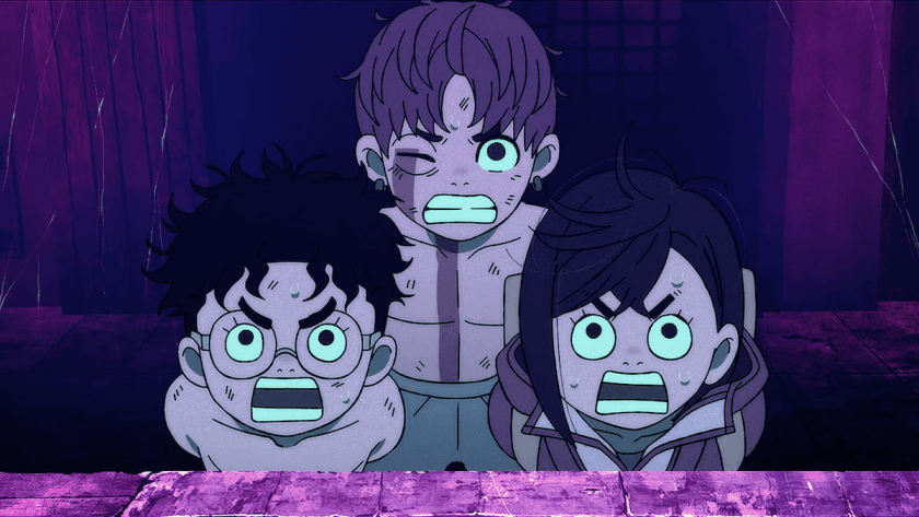 Dandadan season 2 funny screenshot of Jiji, Okaru and Momo